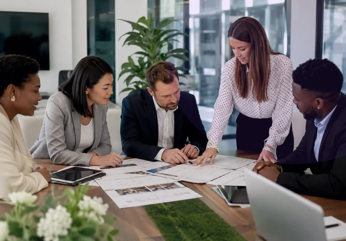 Professional meeting venue planning scene