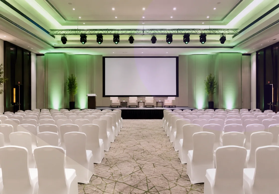 Professional meeting venue planning scene